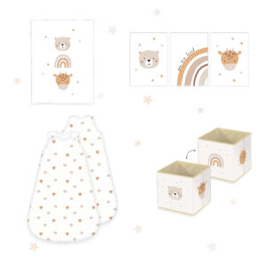 „Little Friends“ Bundle – Schlafsack, Decke, Wandbilder & Aufbewahrungsboxen