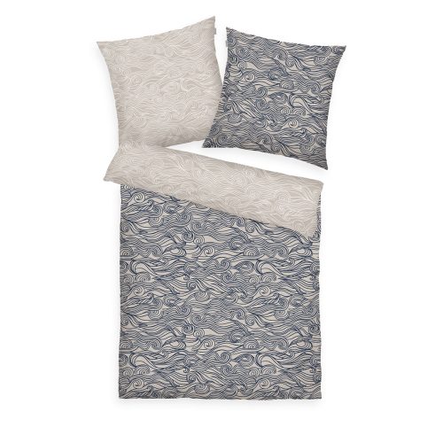Produktbild Tom Tailor Bettwäsche Waves Dark Navy Sunny Sand Off White
