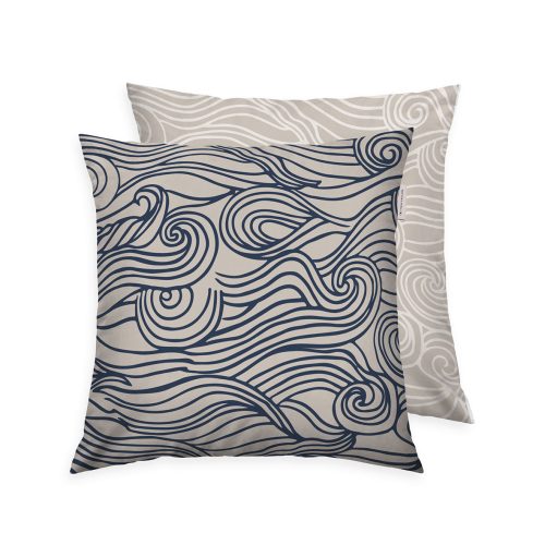 Produktbild Tom Tailor Kissenhülle Waves Dark Navy Sunny Sand Off White